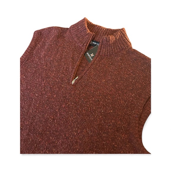 Marcello Sport V Neck Golf Sweater Vest Men's Zip-Up Maroon X-Large - Picture 3 of 7